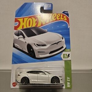 Mattel Hot Wheels Tesla White Electric Collector Car